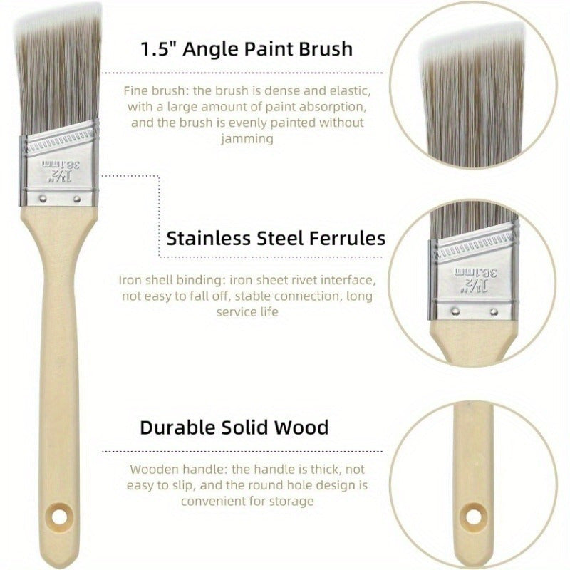 5pcs Paint Brush Set Diagonal Shade Brush for Latex and Paint