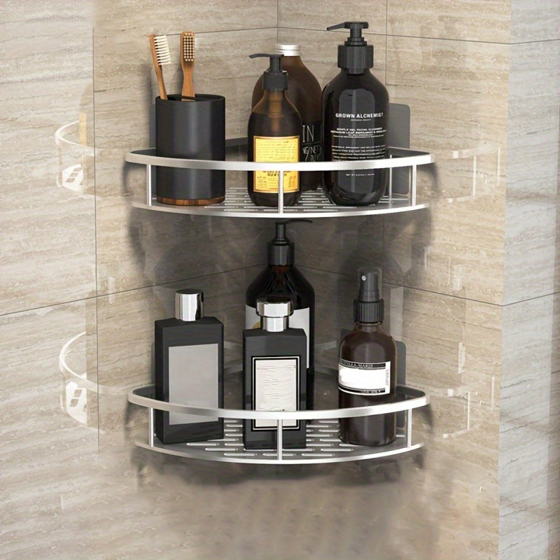 Marine Bathroom Storage Rack No Drilling Wall Mounted Corner Rack