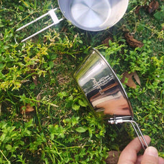 4pcs 300-500ml Stainless Steel Small Bowls w/ Storage HandBag Camping Set