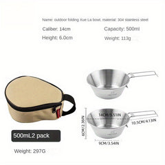 4pcs 300-500ml Stainless Steel Small Bowls w/ Storage HandBag Camping Set