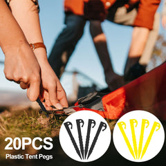 20pcs Plastic Tent Stakes Heavy Duty Lightweight Tarp Pegs Camping Stake Nail
