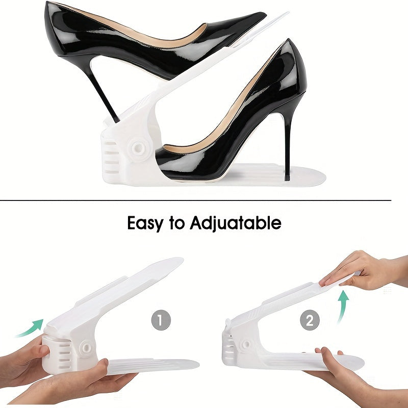 8pcs Shoe Slot Organizer Double Layer Shoe Rack Space Saving Shoe Holder
