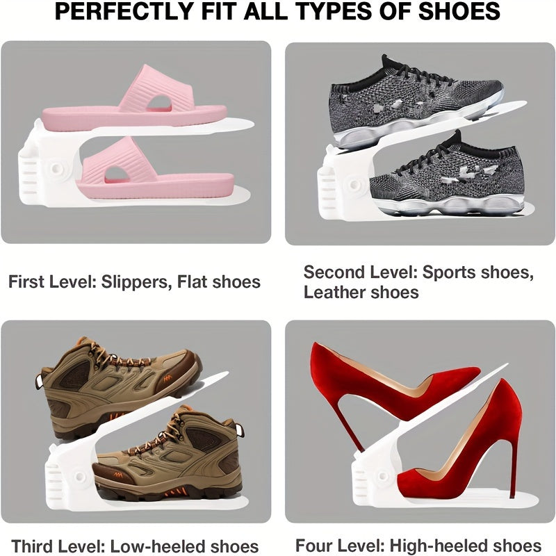 8pcs Shoe Slot Organizer Double Layer Shoe Rack Space Saving Shoe Holder