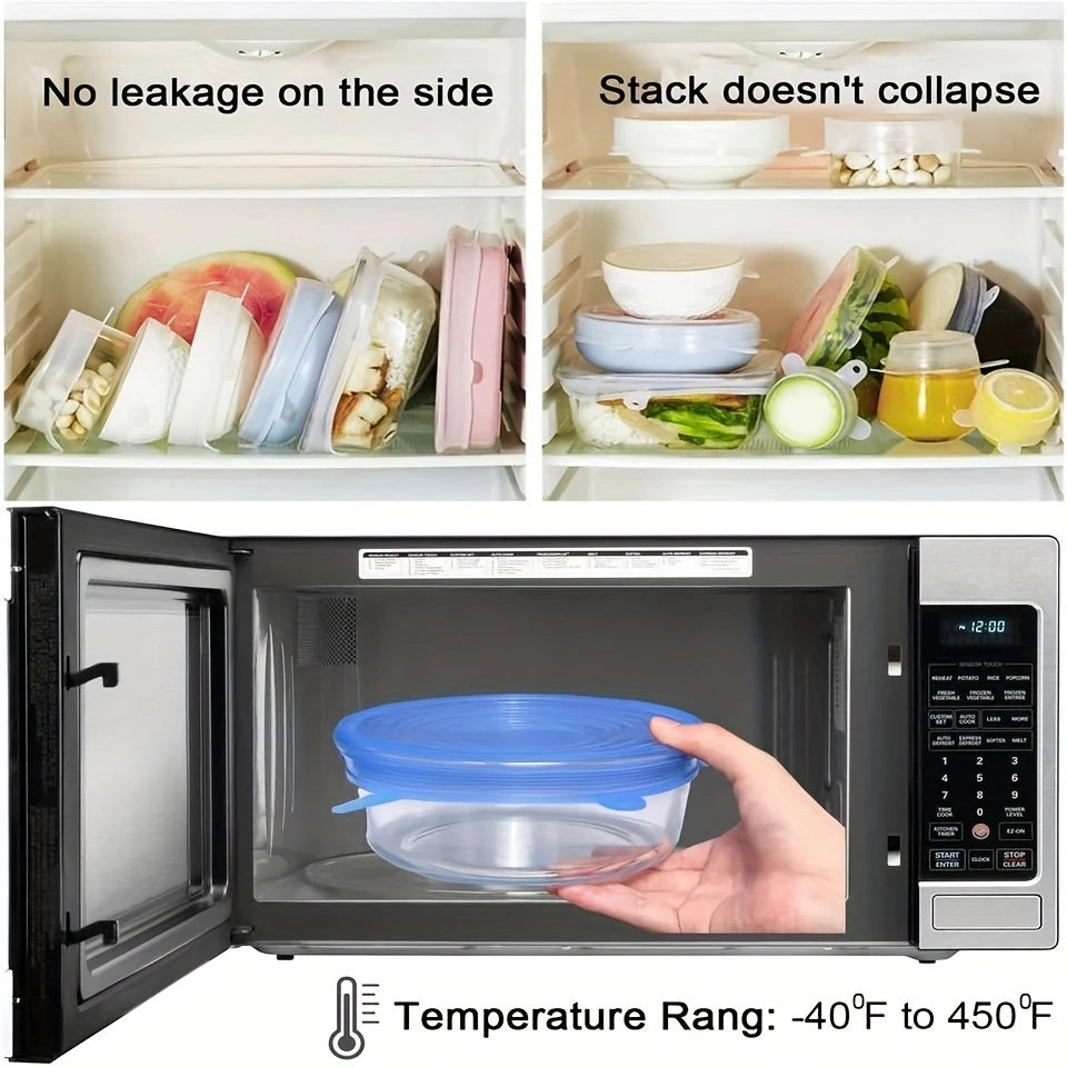 6 Sizes Silicone Bowl Covers Reusable Airtight Wrap Lids
