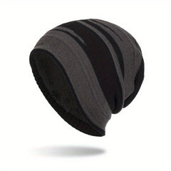 Striped Slouch Beanie Hat Winter Warm Outdoor Cap
