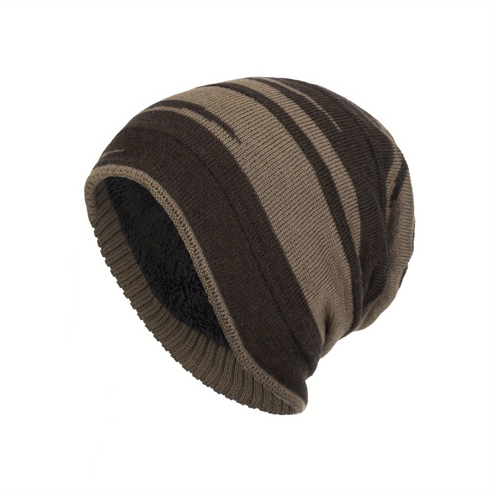 Striped Slouch Beanie Hat Winter Warm Outdoor Cap