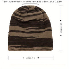 Striped Slouch Beanie Hat Winter Warm Outdoor Cap
