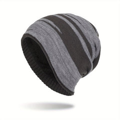 Striped Slouch Beanie Hat Winter Warm Outdoor Cap