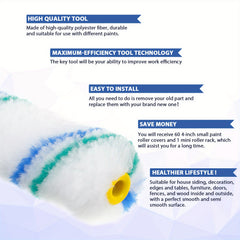 61pcs Mini Paint Roller Covers Kit Small Paint Rollers 10-16 Cm