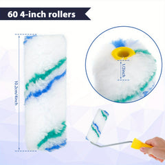 61pcs Mini Paint Roller Covers Kit Small Paint Rollers 10-16 Cm