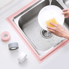 2pcs 3.2m PVC Sealing Strip Kitchen Bathroom Double-sided Sponge Paste