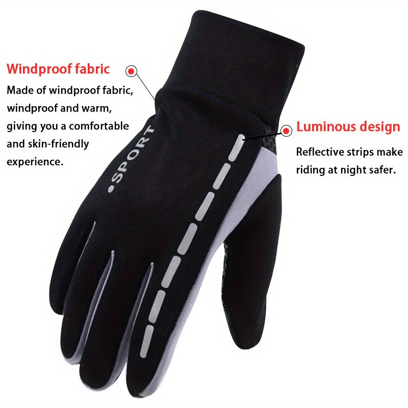 Windproof Fleece Cycling Gloves Waterproof Touch Screen Anti-slip Gloves