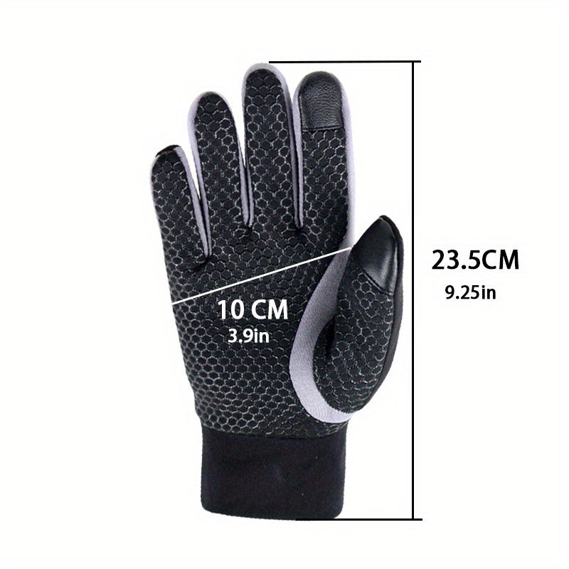Windproof Fleece Cycling Gloves Waterproof Touch Screen Anti-slip Gloves