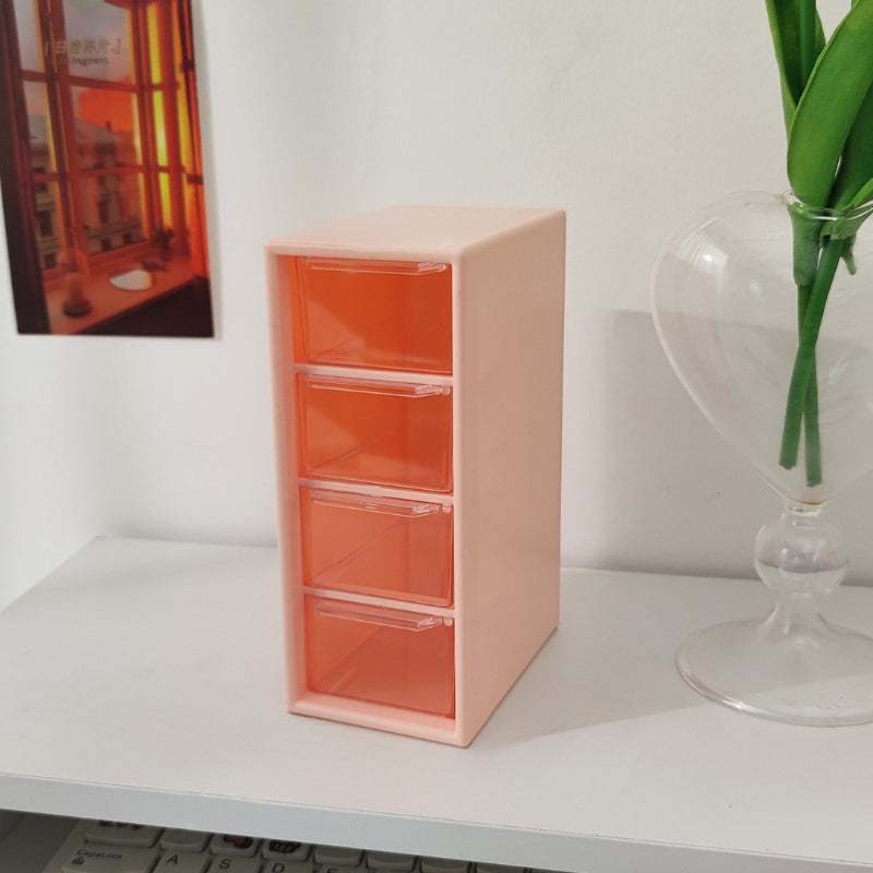1pc Transparent Drawer Four grid Desktop Storage Box For Cosmetics