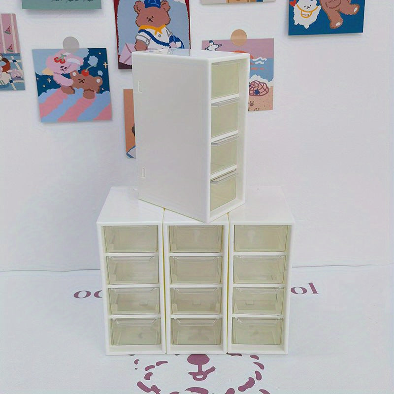 1pc Transparent Drawer Four grid Desktop Storage Box For Cosmetics