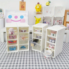1pc Transparent Drawer Four grid Desktop Storage Box For Cosmetics