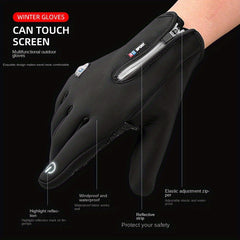 Warm Windproof Cycling Gloves Touch Screen Zipper Fall Winter Outdoor Sports