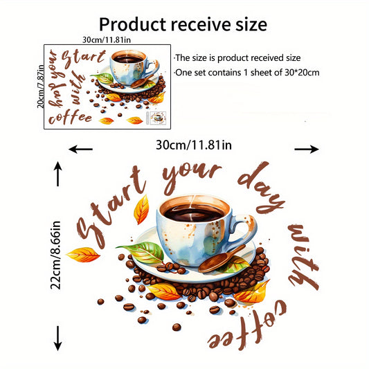 PVC Coffee Cup Kitchen Wall Sticker - Decorative Decal