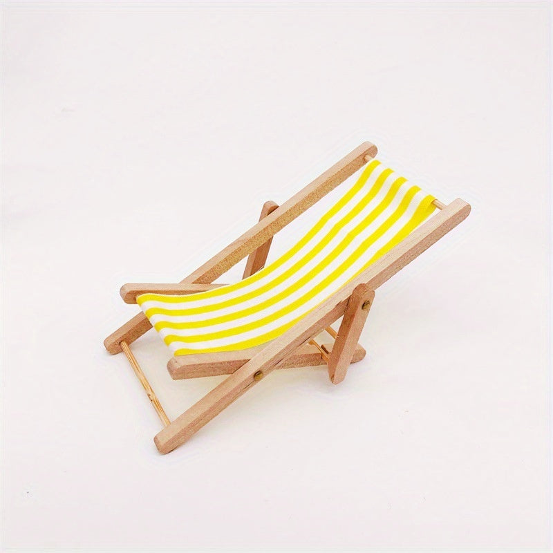 4pcs Foldable Wooden Beach Chair Dollhouse Furniture