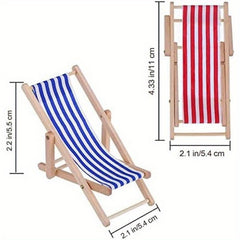 4pcs Foldable Wooden Beach Chair Dollhouse Furniture