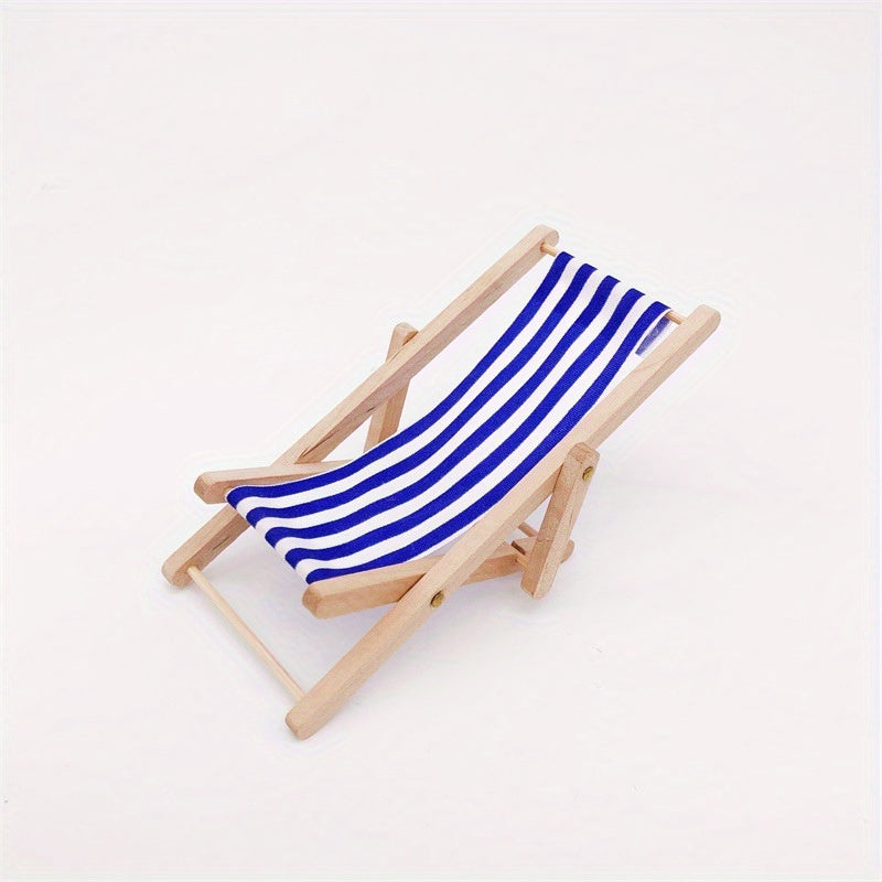 4pcs Foldable Wooden Beach Chair Dollhouse Furniture