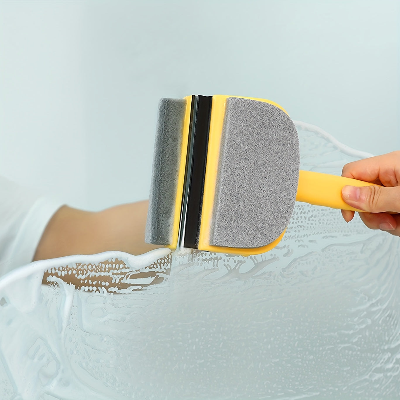 Glass Cleaning Brush 2 In 1 Scraper for Household Bathroom Car Boat Mirror