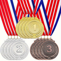 3pcs Style Medals Golden, Silver, Bronze with Neck Ribbon