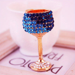Rhinestone Water Cup Keychain Metal Key Chain Keyring Pendant