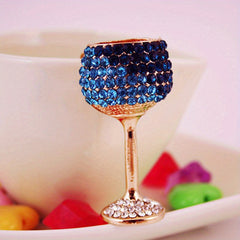 Rhinestone Water Cup Keychain Metal Key Chain Keyring Pendant