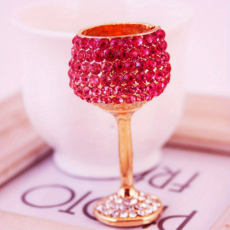 Rhinestone Water Cup Keychain Metal Key Chain Keyring Pendant