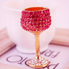 Rhinestone Water Cup Keychain Metal Key Chain Keyring Pendant