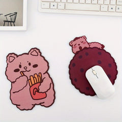 Cartoon Cookie Bear Mouse Pad Cute Design, Non-slip Mini Keyboard Pad