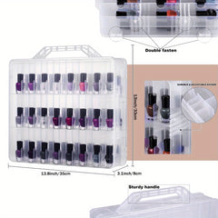 48-Bottle Nail Polish Holder Organizer Adjustable Dividers Space Saver Case