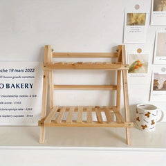 13.7 inch 2-Layer Desktop Storage Rack Solid Wood Organizer
