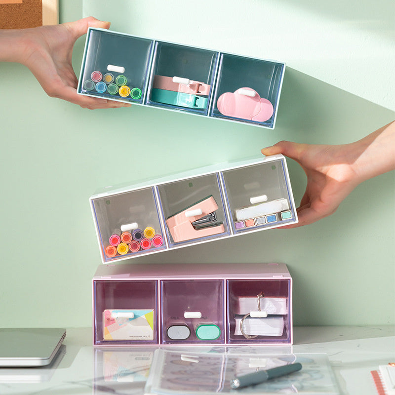 Desktop Storage Box Vertical & Horizontal, Transparent Drawer