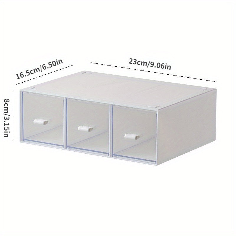 Desktop Storage Box Vertical & Horizontal, Transparent Drawer