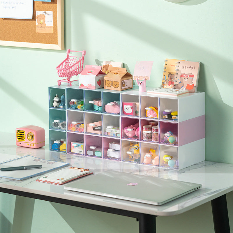 Desktop Storage Box Vertical & Horizontal, Transparent Drawer
