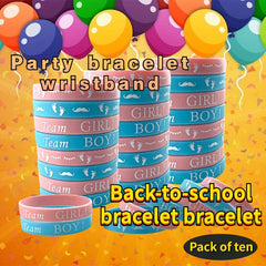 5pcs Gender Reveal Silicone Bracelets Back to School Ceremony Band