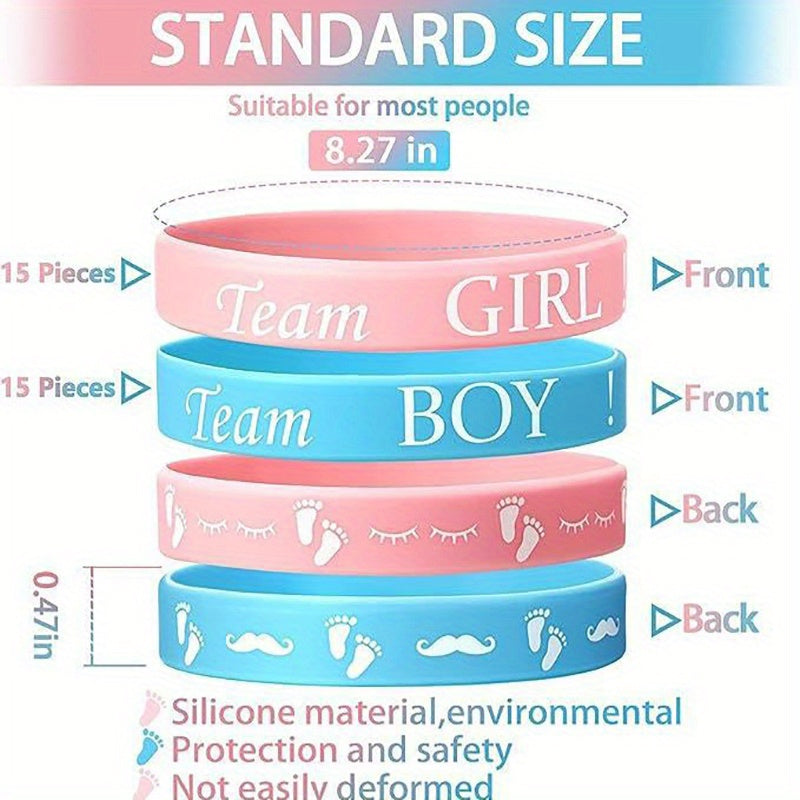5pcs Gender Reveal Silicone Bracelets Back to School Ceremony Band