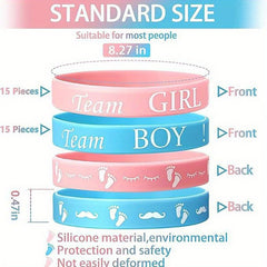 5pcs Gender Reveal Silicone Bracelets Back to School Ceremony Band