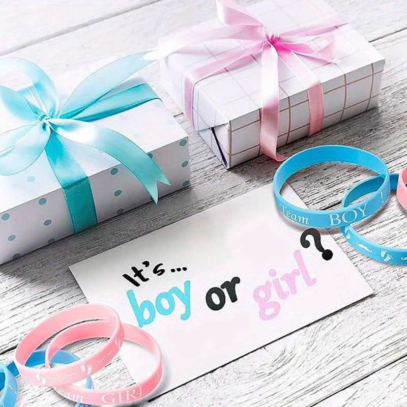 5pcs Gender Reveal Silicone Bracelets Back to School Ceremony Band