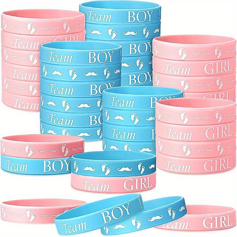 5pcs Gender Reveal Silicone Bracelets Back to School Ceremony Band