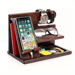 Wooden Organizer Cell Phone Dock Nightstand Organizer
