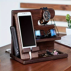 Wooden Organizer Cell Phone Dock Nightstand Organizer