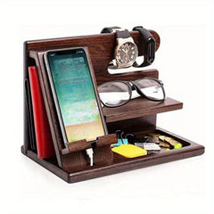 Wooden Organizer Cell Phone Dock Nightstand Organizer