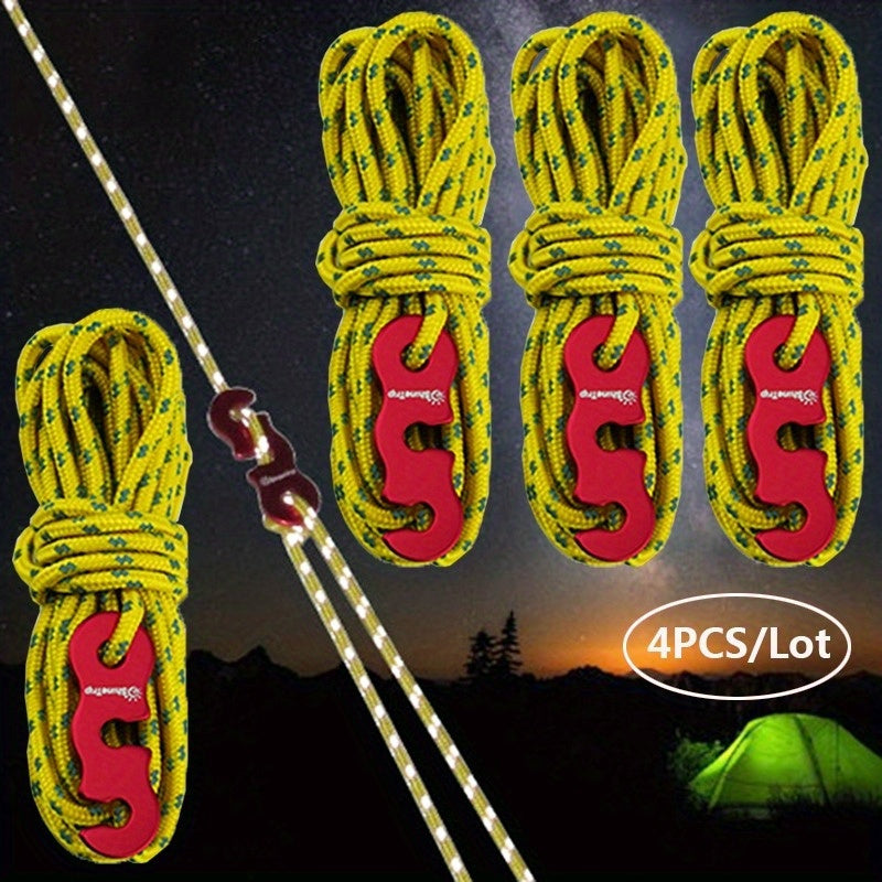 4pcs Reflective Wind Rope with Buckle for Camping