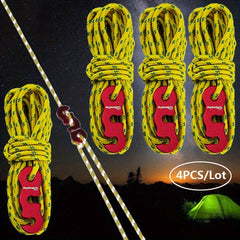 4pcs Reflective Wind Rope with Buckle for Camping