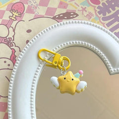 Mini Stars Pentagram Wings Keychain Couple Key Chain Keyring Pendant