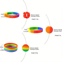 Rainbow Silicone Bracelet Stretch Wristband for Party & Sports Teams