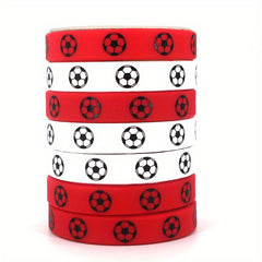 10 Pcs Rubber Wrist Band Football Sports Printed Silicone Bracelet